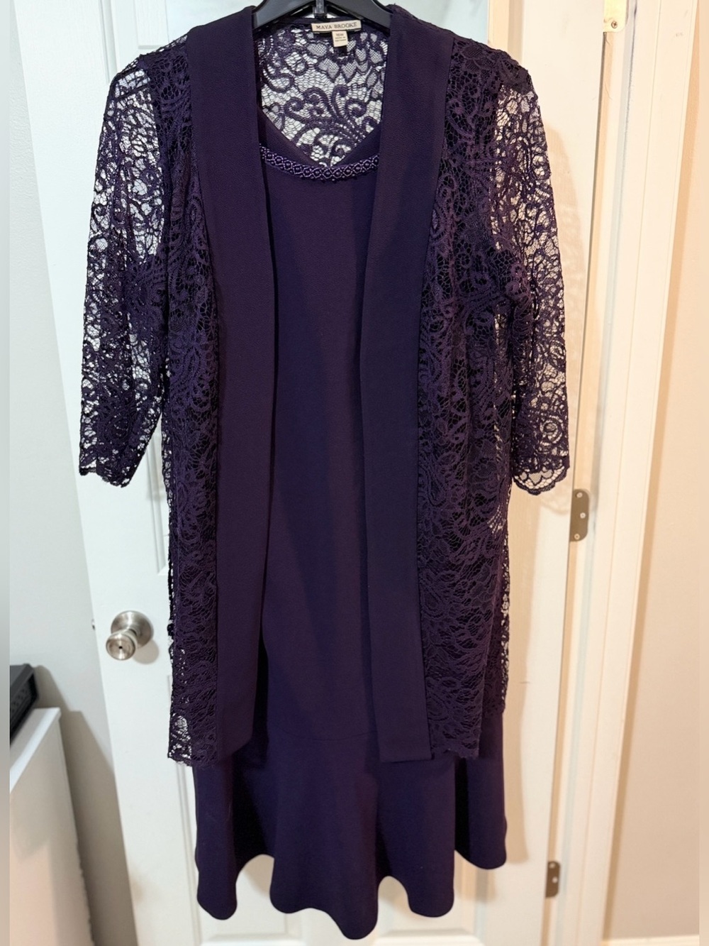 Purple Lace Overlay Dress with Sheath